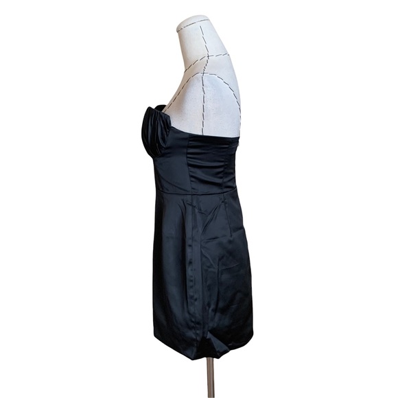 Closetcleanout! Naked Wardrobe The Statement Bustier Strapless Black Satin Dress - Picture 7 of 9